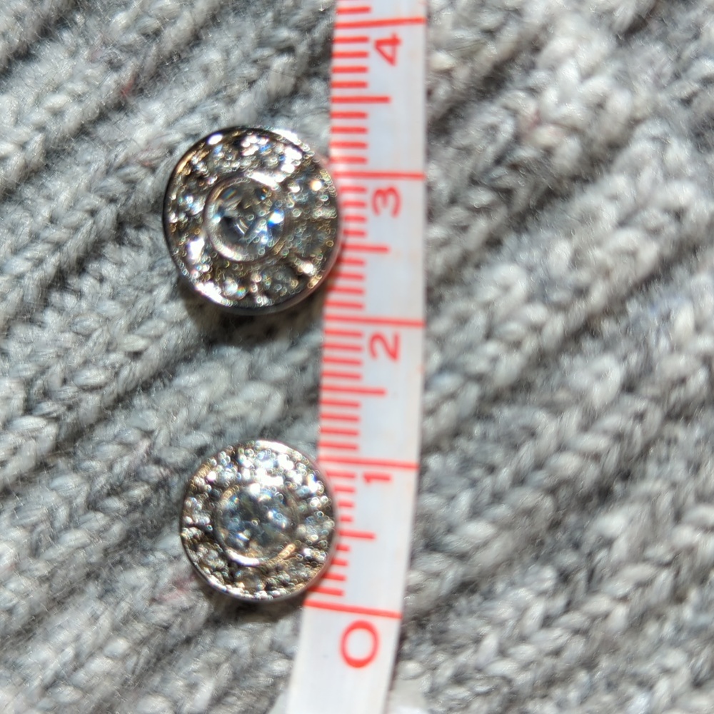 2 Pairs New Elegant Round Diamante CZ Silver Stud Earrings Stud Pierced - Picture 9 of 9